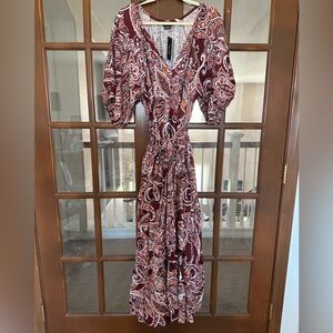 City Chic Burgundy Paisley Maxi Dress